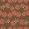 Vitamin seamless pattern with abstract vintage citrus slices shapes. Brown background. Flat fruit backdrop