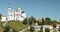 Vitebsk, Belarus. Assumption Cathedral Church, Town Hall, Church Of Resurrection Of Christ And Dvina River In Sunny