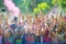 Vitebsk, Belarus - July 4, 2015: Throwing color at the Holi color festival