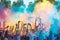 Vitebsk, Belarus - July 4, 2015: Throwing color at the Holi color festival