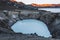 Viti geothermal warm turquoise crater lake and Oskjuvatn lake in Askja caldera