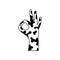 Vitiligo hand with OK sign. Linear icon of skin disease. Black simple illustration of body positive theme. Contour isolated vector
