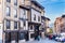 Vitoria, Spain. April 22, 2018: Typical street in the old part of the city, with houses with facades of brick houses and