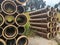 Vitrified clay pipe stacked at the construction site.