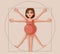 Vitruvian Pregnant Woman Vector Pregnancy Illustration Cartoon