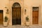 Vittoriosa, Malta, August 2019. Doors of an old Maltese house and a fragment of the facade.