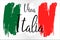 Viva Italia hand lettering text with national flag