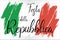 Viva Italia hand lettering text with national flag