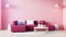 viva magenta pink red living room interior for valentine - 3D   rendering