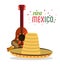 Viva mexico card lettering guitar hat maracas