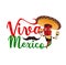 Viva Mexico, cartoon mariachi pepper in sombrero