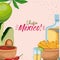 Viva mexico colorful poster of mexican traditional drinks and foods