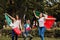 Viva Mexico, mexican guys with flag of Mexico in independence day in Mexico