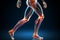 Vivid 3D model of male anatomy focusing on knee and ankle skeletal structures