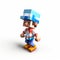 Vivid 3d Pixel Character With Hat: A Charming Gamercore Creation