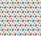 Vivid abstract 3d cubes geometric seamless pattern white with multicolored hearts