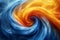 Vivid abstract swirl of blue and orange