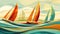 Vivid art paint of three sailboats on ocean waves AIG50