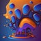 Vivid Blue, Orange, and Violet Fluid Background - Mesmerizing Abstract Graphic Art.