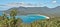 The vivid blue waters of beautiful Wineglass Bay in Tasmania, Australia.