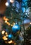 Vivid Christmas decorations on the pine tree branch