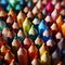 Vivid close up colored sharpener pencils, macro shot of pencils