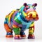 Vivid Color Block Hippo Toy: A Salvagepunk Inspired Modular Sculpture