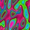 Vivid colorful 3D illustration plastic shiny shapes, psychedelic design