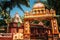 Vivid colorful Hindu Temple at Morjim, Goa, India.