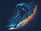 Vivid colorful illustrations of astronauts in space surfing on surfboard waves of galaxies. Ai Generated