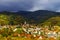 Vivid colors of autumn vineyards in Andlau, Alsace