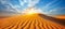 Vivid desert landscape striking blue sky contrasting with vast stretches of golden sand