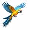 Vivid Elegance: Blue and Yellow Macaw Parrot Isolated on White Background. Generative ai