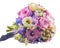 Vivid floral arrangement with mauve roses and Hydrangea Hortensis