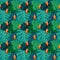 Vivid flower and tropical leaves seamless pattern