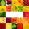 Vivid fruits and vegetables collage, blank for healthy food editions.