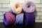 Vivid lilac, pink, violet, purple, balls of eco t-shirt yarn zpagetti for hand knitting