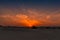 The vivid night sky as the sun sets in the desert outside Dubai, UAE