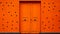 Vivid Orange Door With Dot Holes - Neo-classical Symmetry