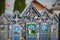 Vivid painted wooden tombstones at Merry Cemetery, Famous graveyard in county of Maramures, Romania