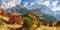 Vivid panoramic autumn mountain landscape - AI generated