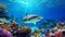 Vivid Photorealistic Shark Swimming Through Coral Reef And Fish