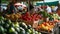 a vivid picture of a local farmers\\\' market, the colorful array of fresh produce,