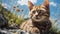 Vivid Portraiture Of Tabby Cat Resting In Unreal Engine 5 Sky