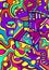 Vivid psychedelic colorful surreal doodle pattern. Rainbow colors abstract pattern, maze of ornaments