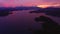 Vivid purple lake sunset