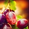 Vivid red grapes on a lush green vine. A detailed and realistic illustration. AI-generated