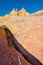 Vivid sandstone mountains scene in valley of fire