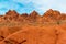 Vivid sandstone mountains scene in valley of fire