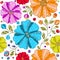 Vivid seamless pattern with colorful doodle flowers